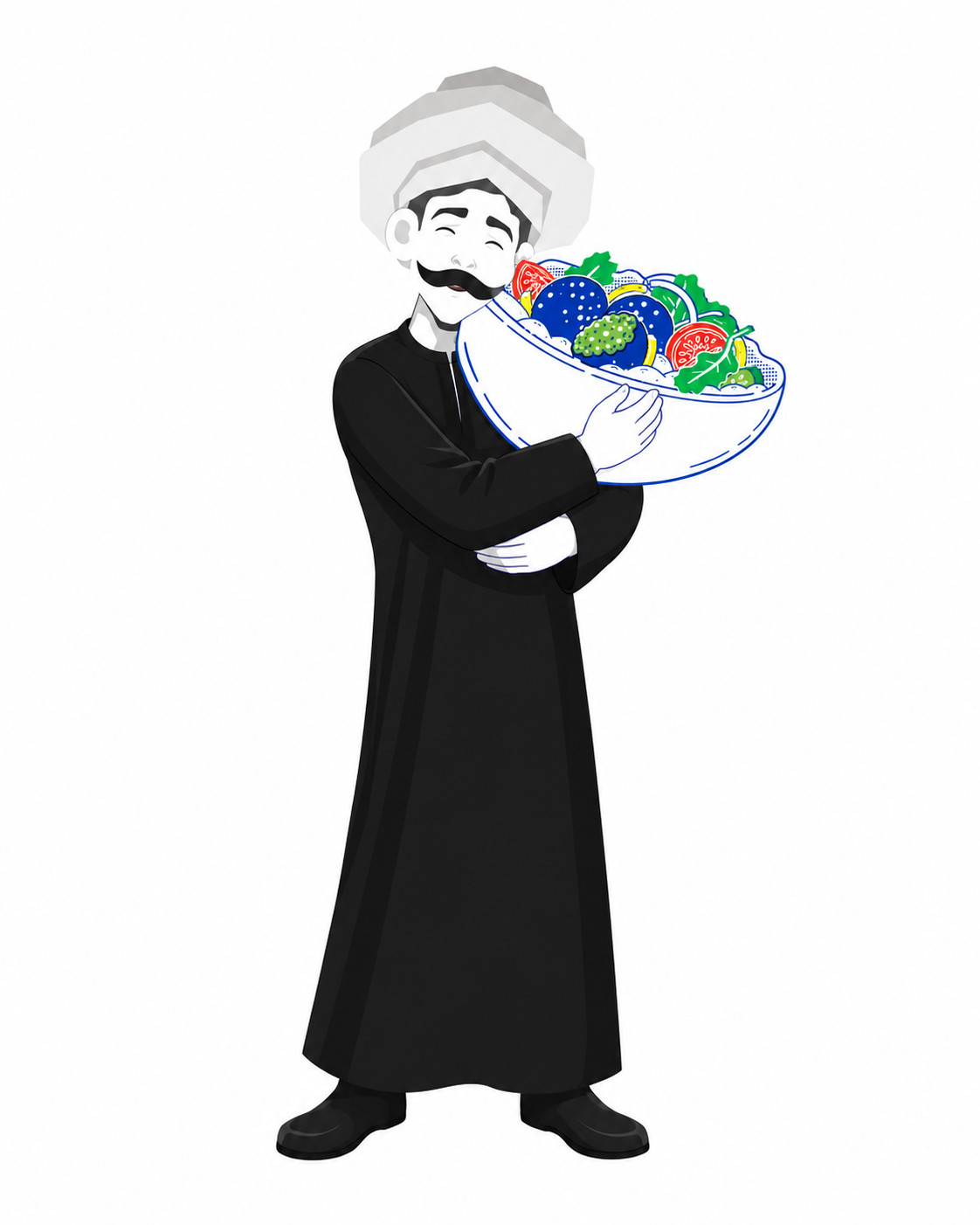 Le personnage Baba serre sa pita dans ses bras